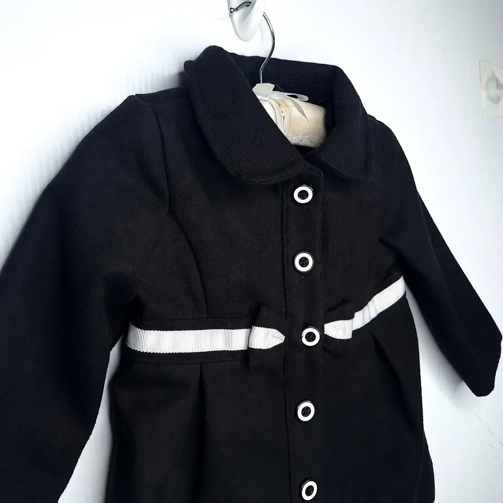 Gymboree Olivia Pig Pea Peacoat Jacket 12-24 mos Black White Peter Pan Collar